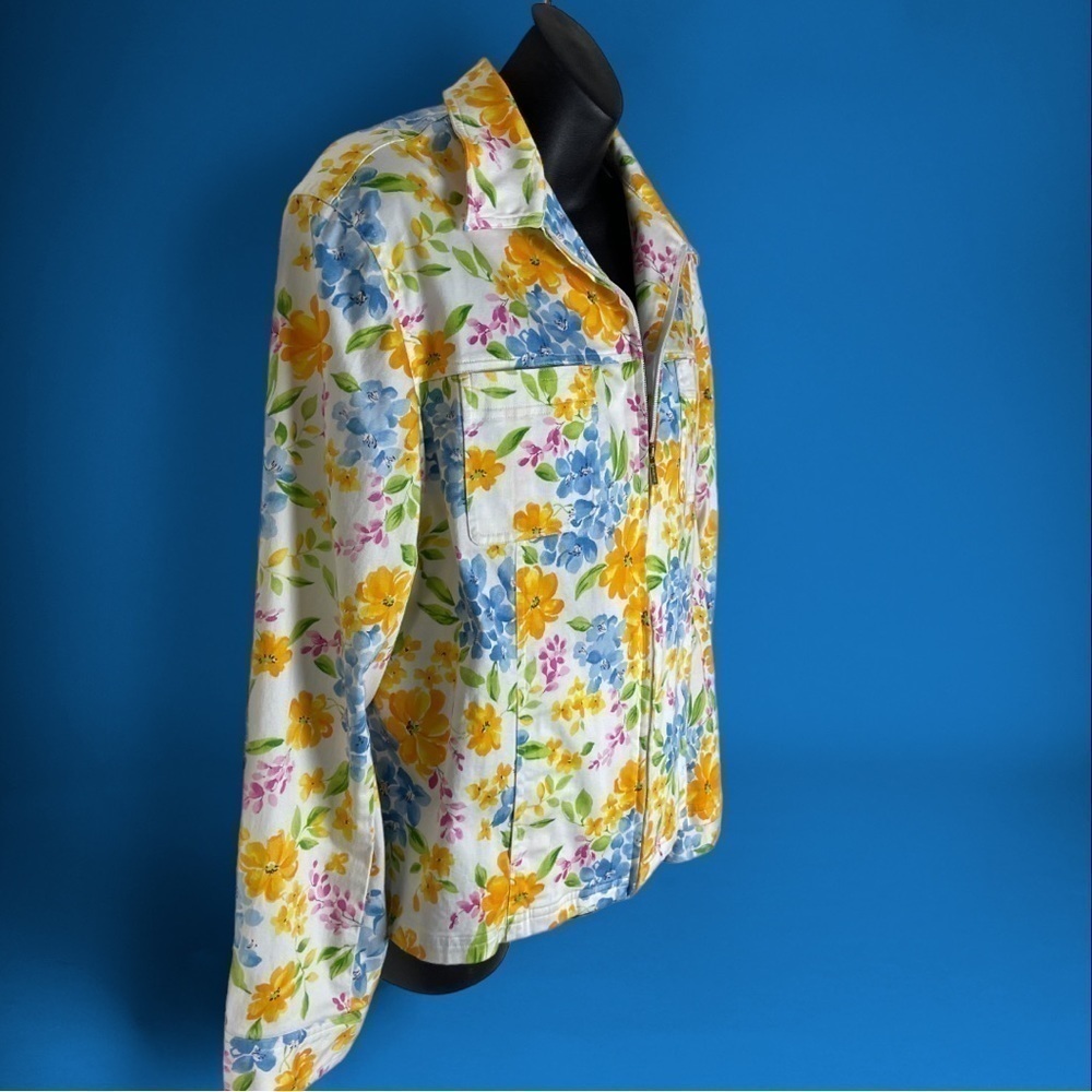 Jones New York Lightweight Spring White Floral Jacket Size Extra Large